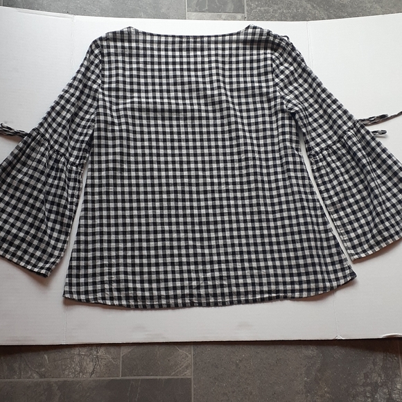 Madewell Gingham lace bell sleeve top size… - Picture 5 of 9